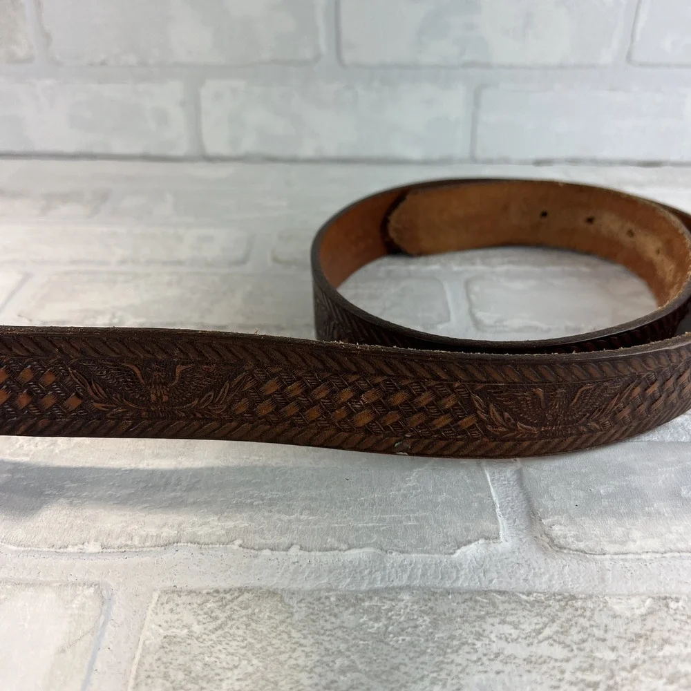 Vintage‎ Brushy Creek Belt Mens 40 Tooled Leather Eagle Western Cowboy USA 90s